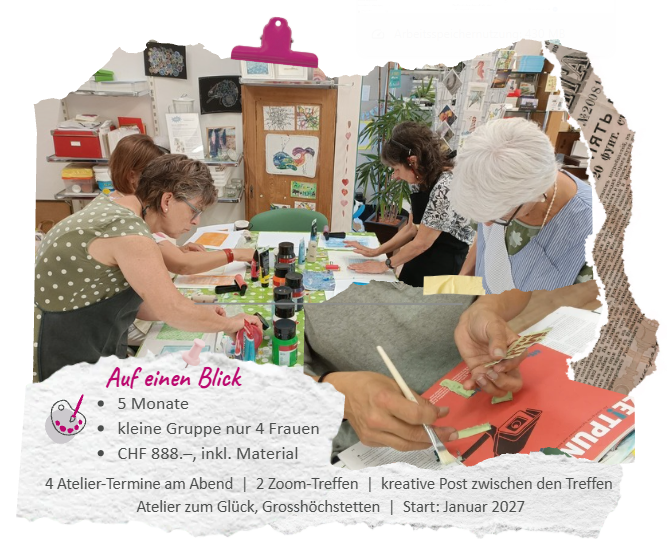 Bild mit Frauen am kreativen Arbeitn im Atelier zum Glück