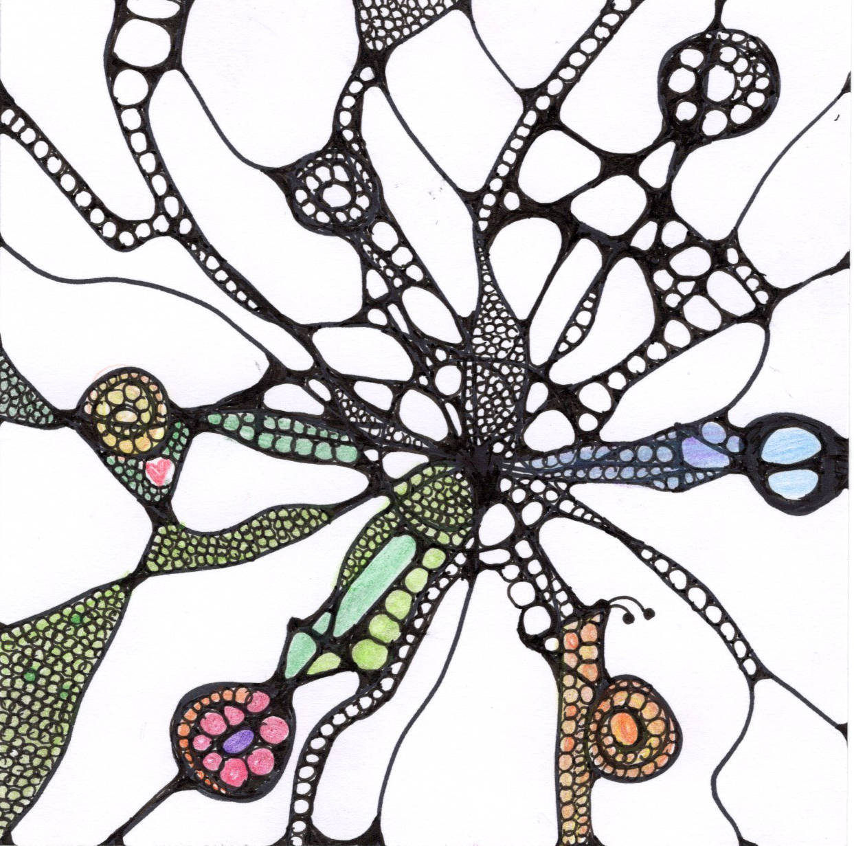 NEURODINGS-Zeichnung einer Kursteilnehmerin aus dem Atelier zum Glück