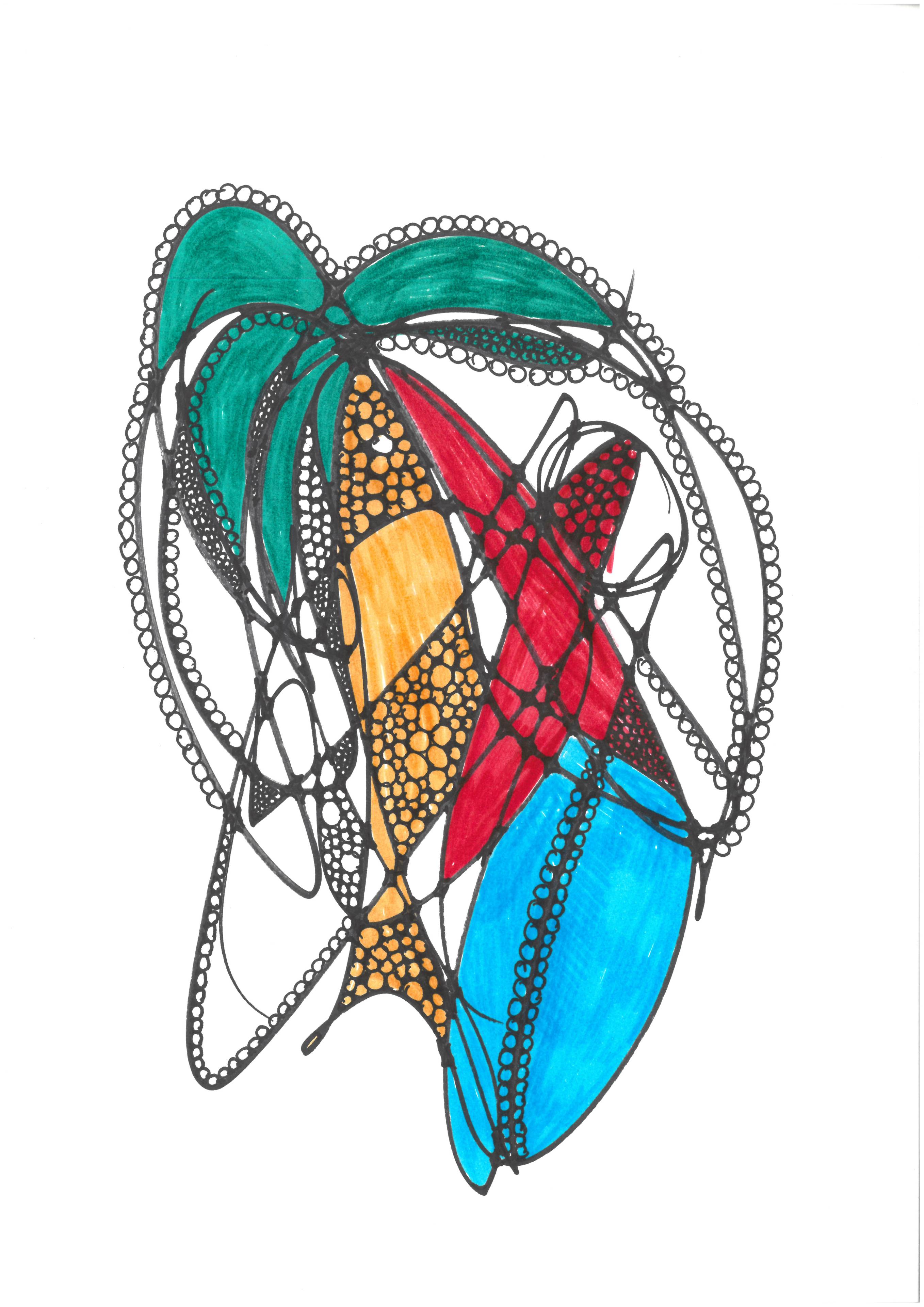 NEURODINGS-Zeichnung einer Kursteilnehmerin aus dem Atelier zum Glück